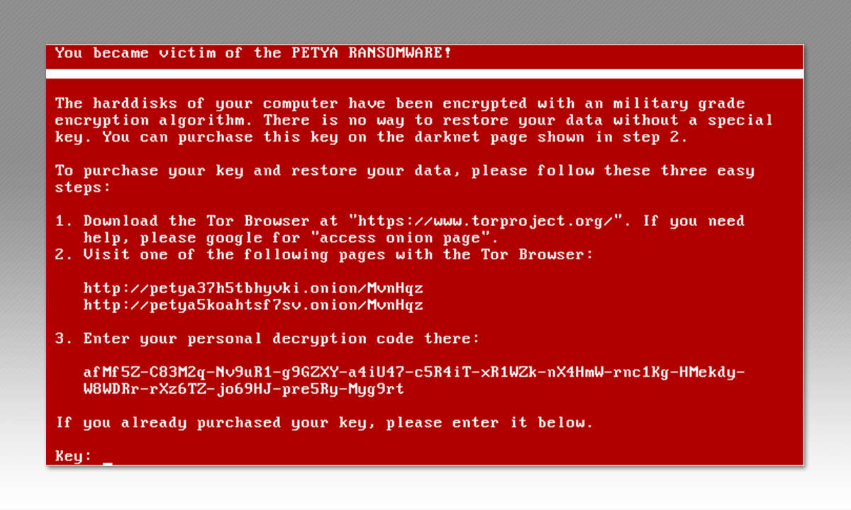 Petya-Erpressernachricht