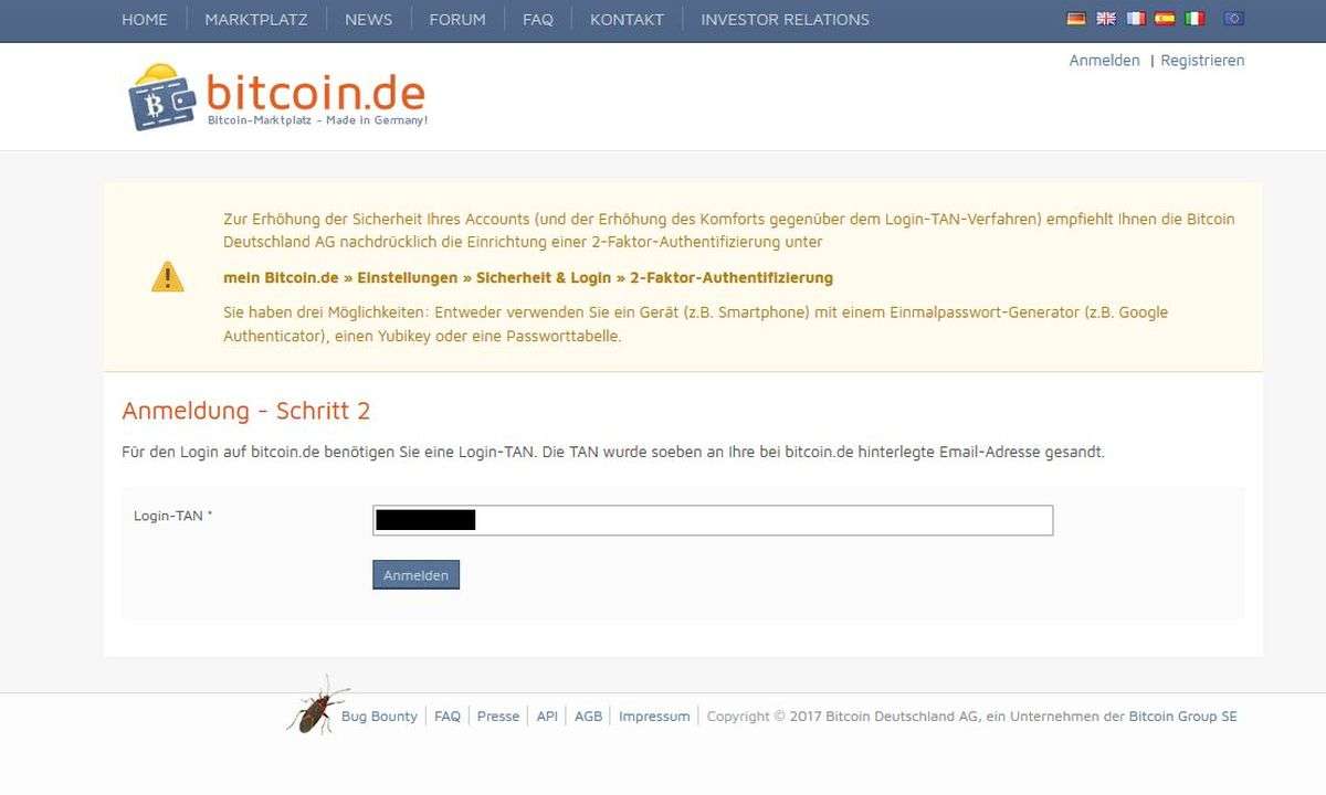 bitcoin.de Anleitung