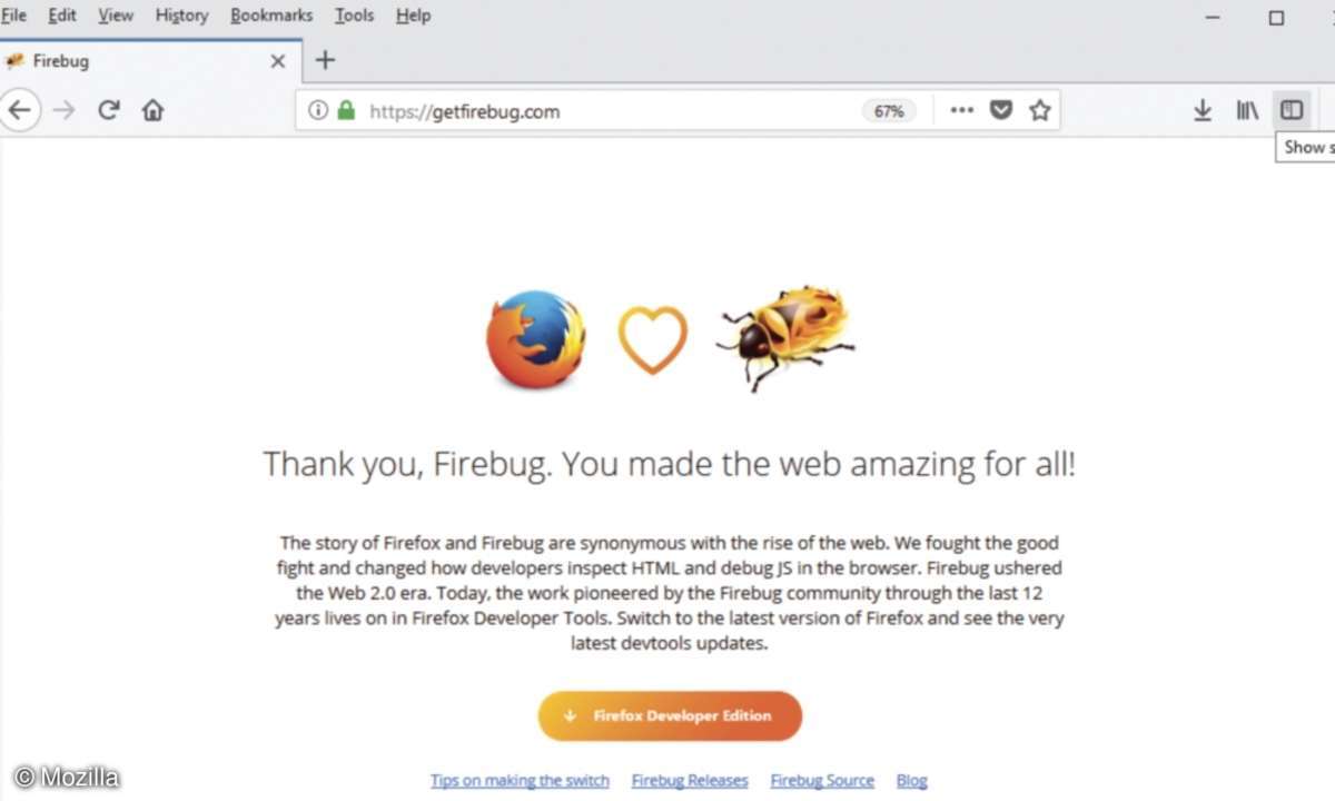 Mozilla Firefox 57 Browser erweiterung firebug