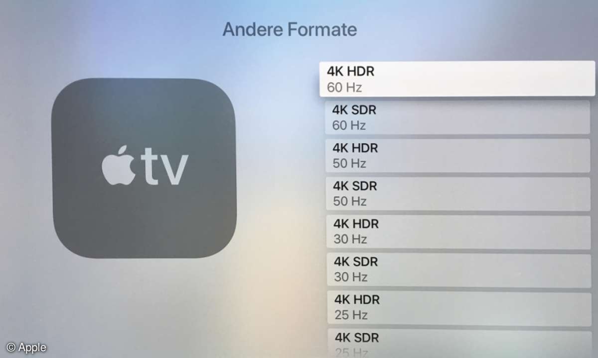 Apple TV 4K Formatauswahl 4K HDR SDR