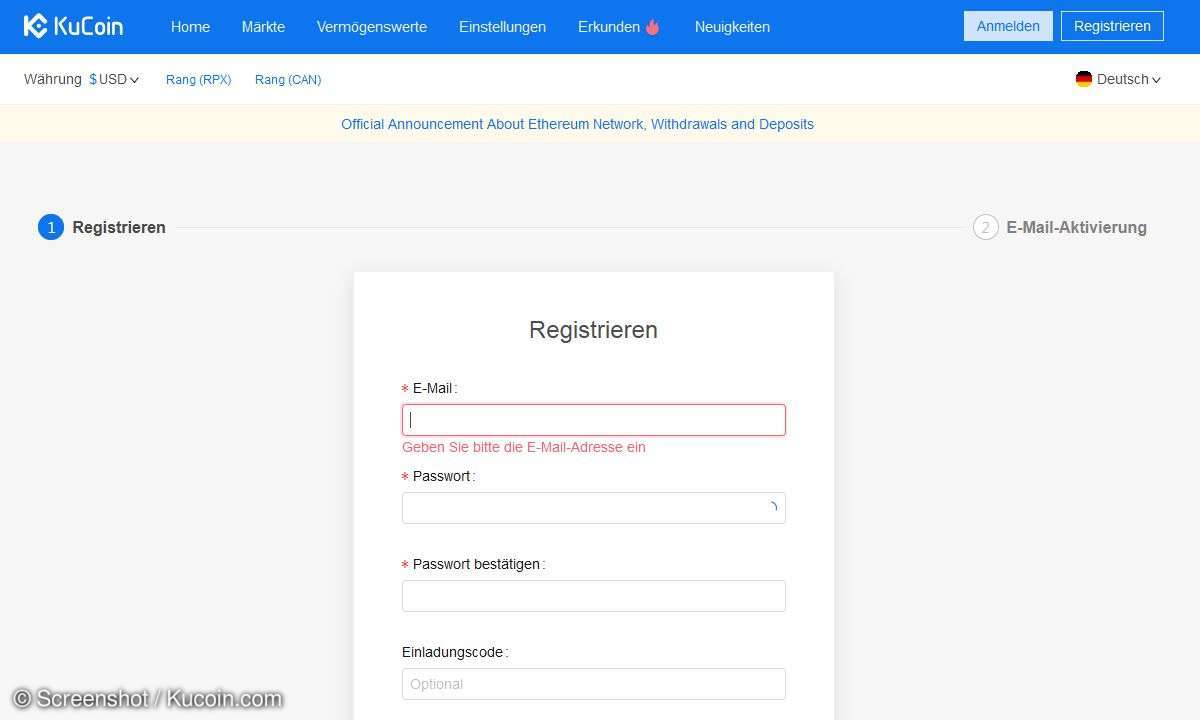 Kucoin.com Anleitung