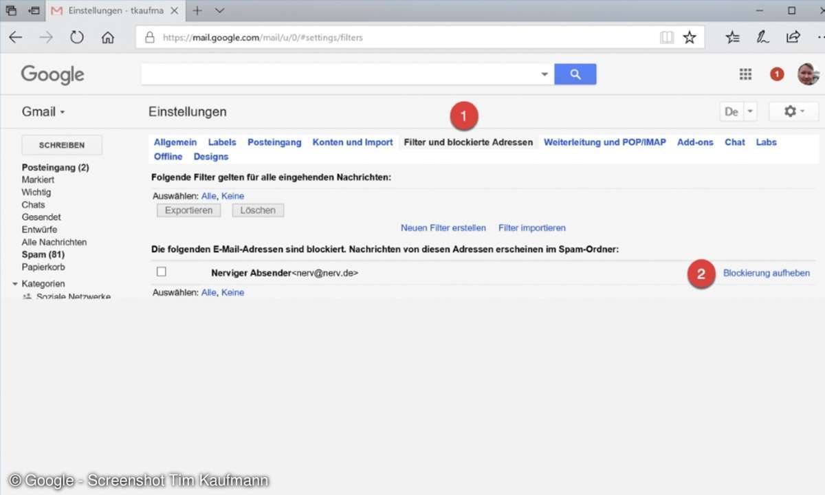 8 Google Mail Kontakte blockieren