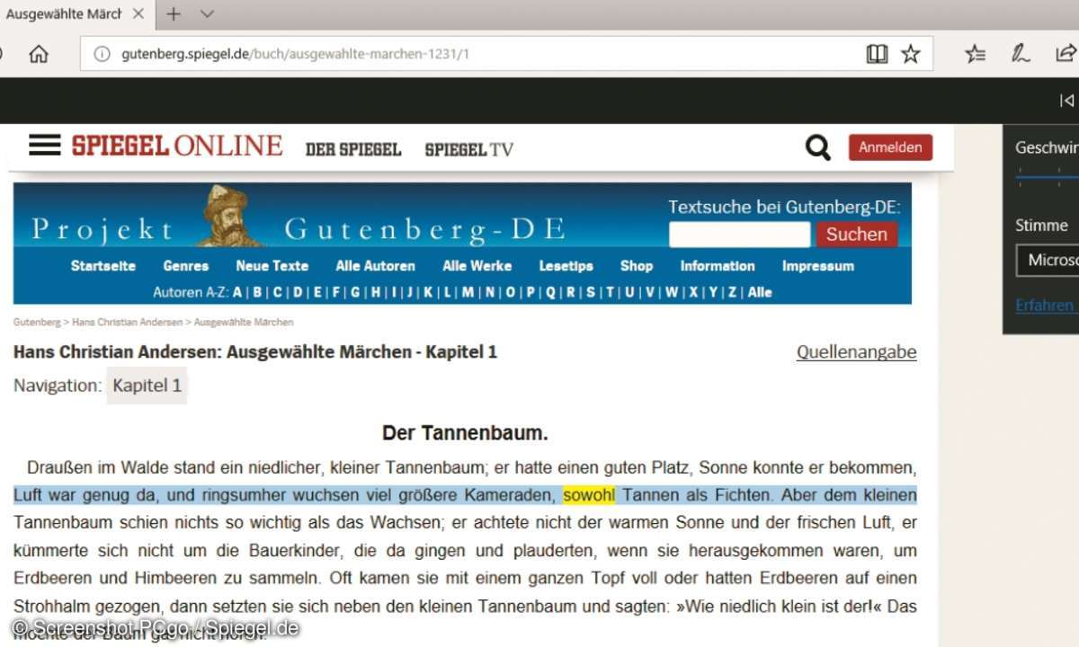 Microsoft Edge laut Vorlesen