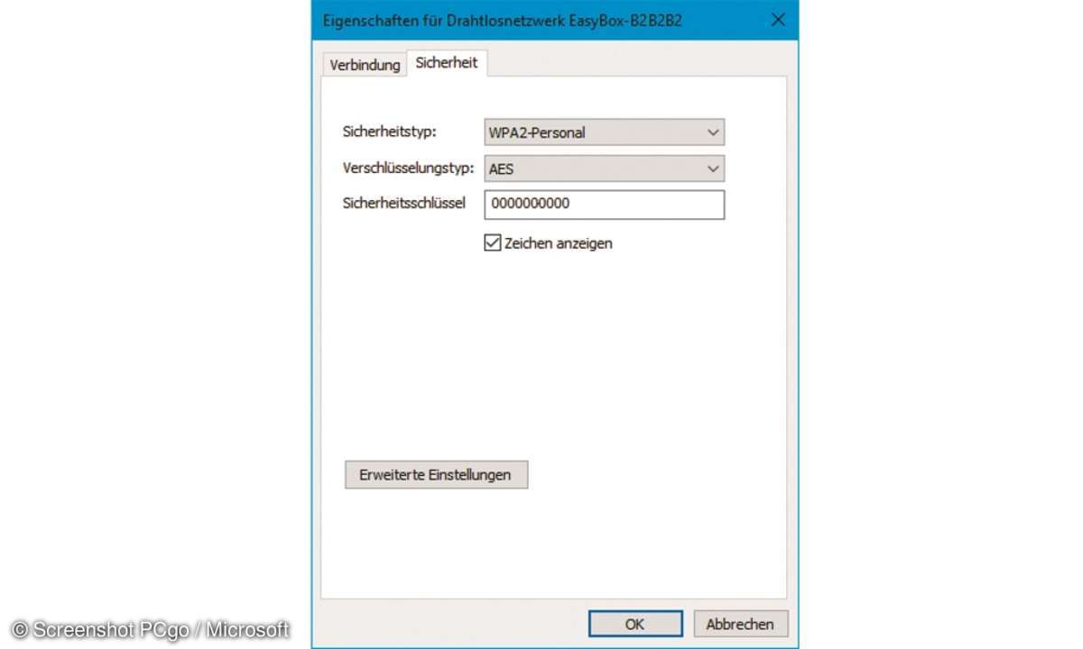 WLAN-Schlüssel auslesen Windows 10 Fall Creators Update