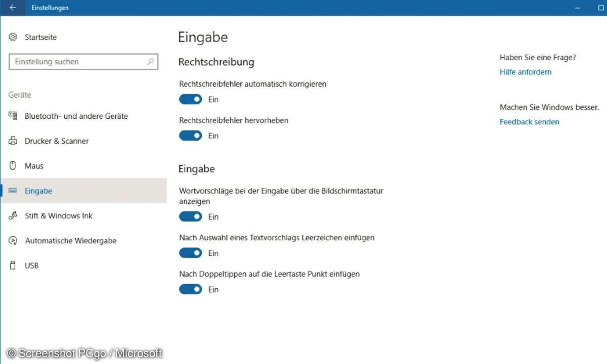 Rechtschreibprüfung Fall Creators Windows 10