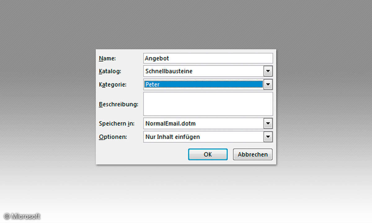 Outlook - Schnellbausteine erstellen