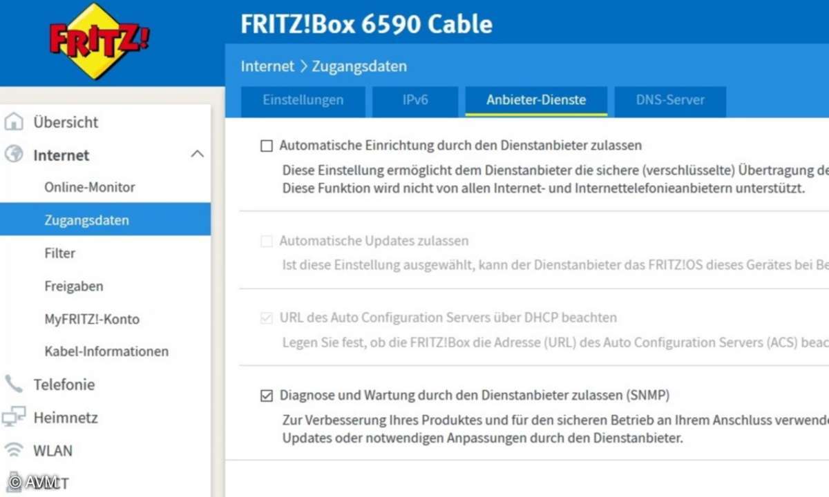 3 AVM Fritzbox Menü