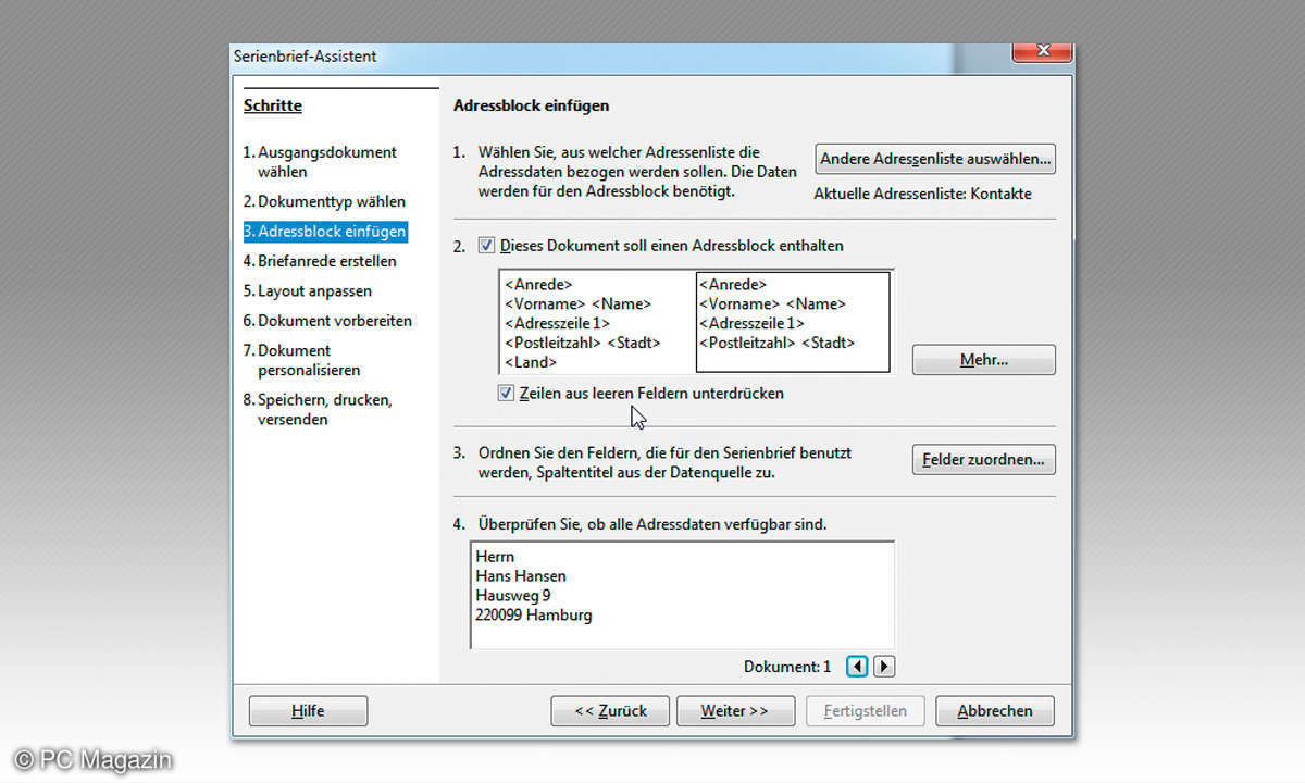 Open Office Serienbrief Adressblock