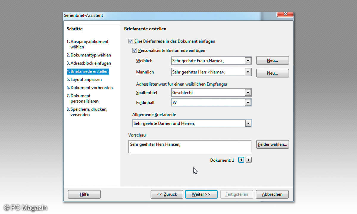 Open Office Serienbrief Briefanrede konfigurieren