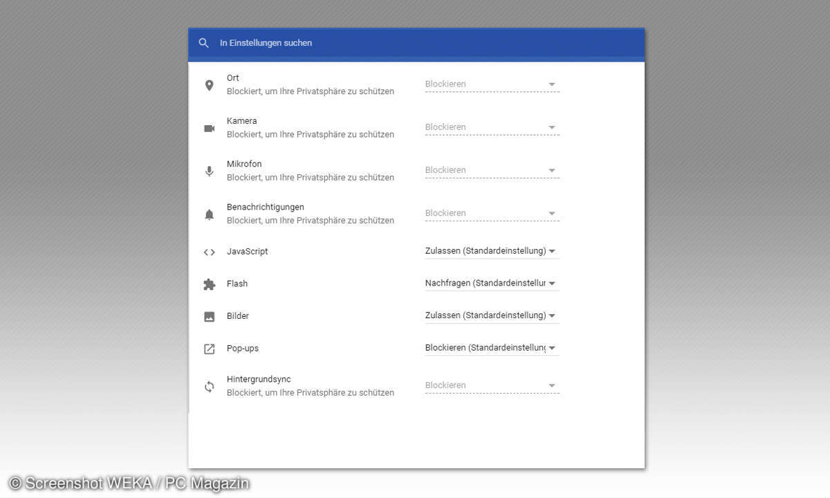 Chrome-Browser Seitenberechtigungen