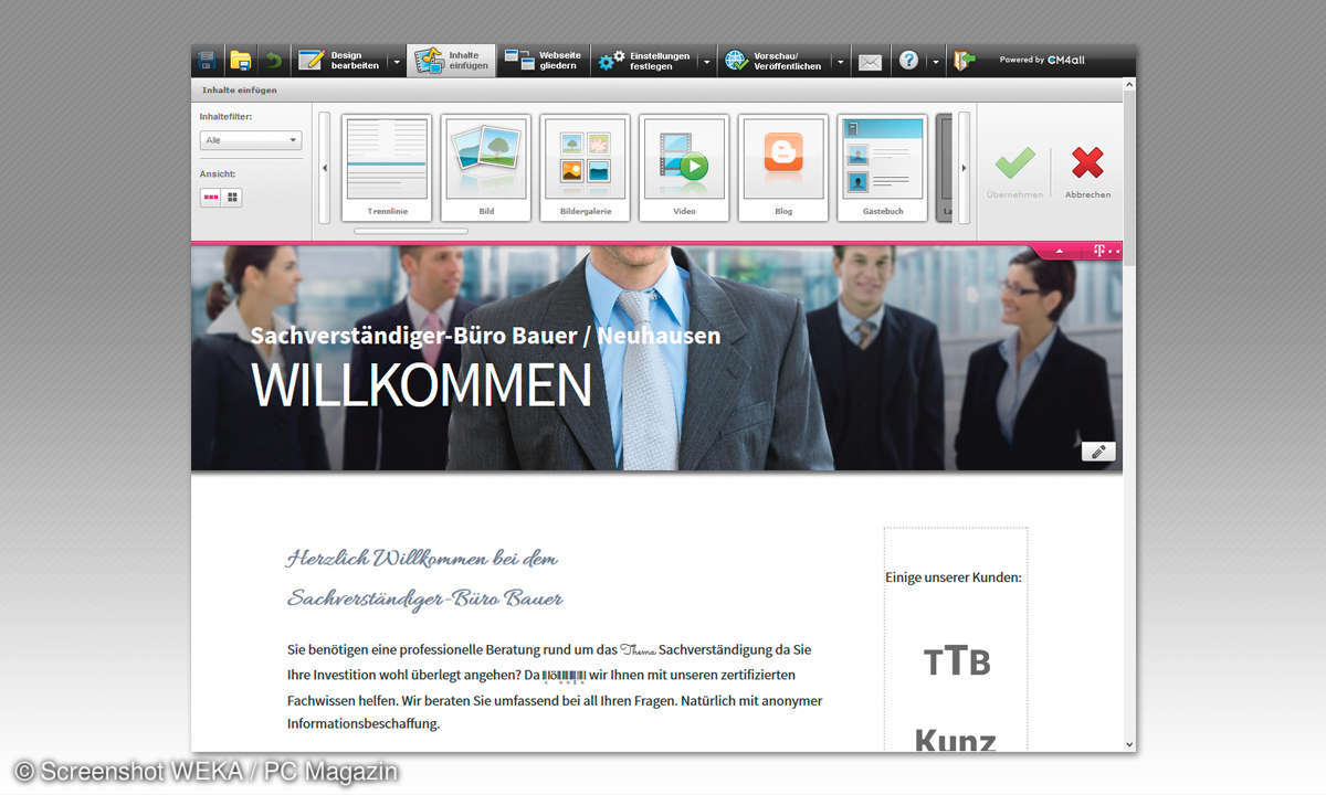 Webbaukasten Telekom