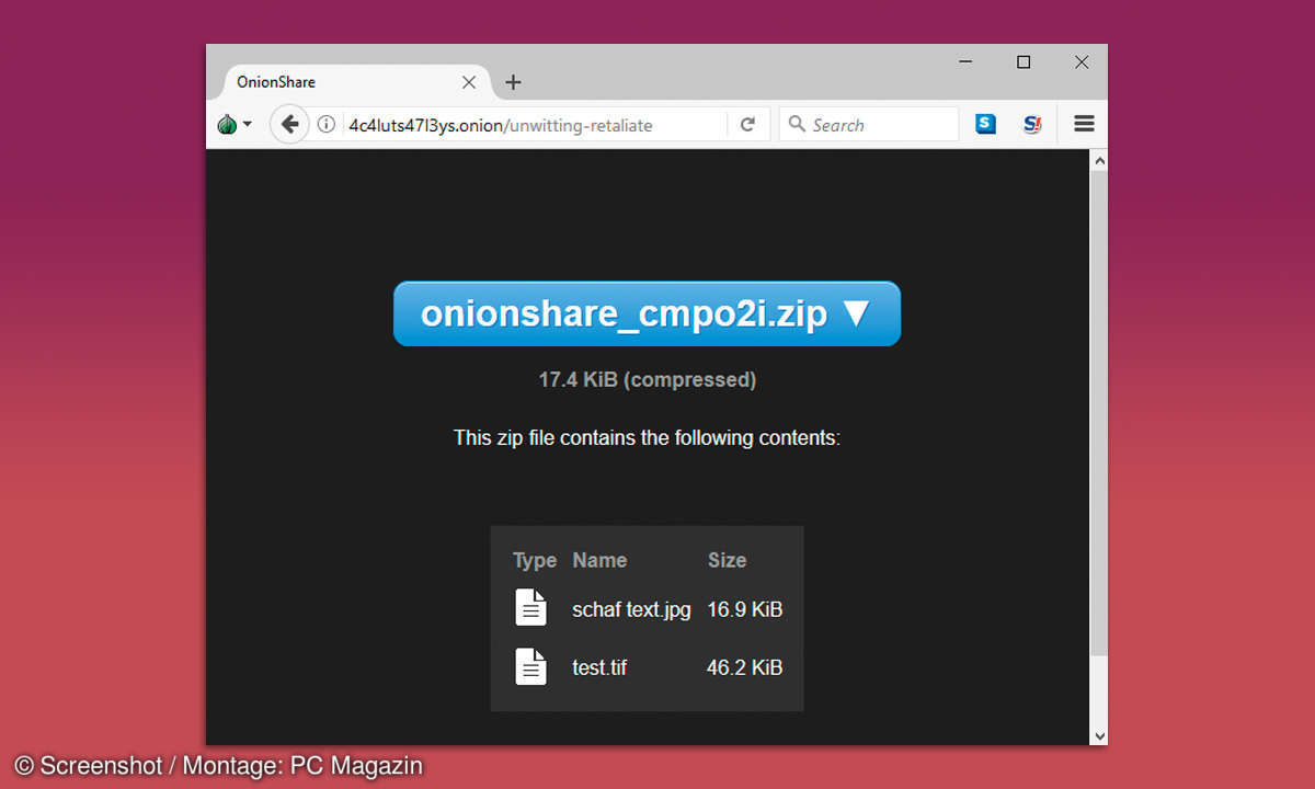 onionshare daten laden