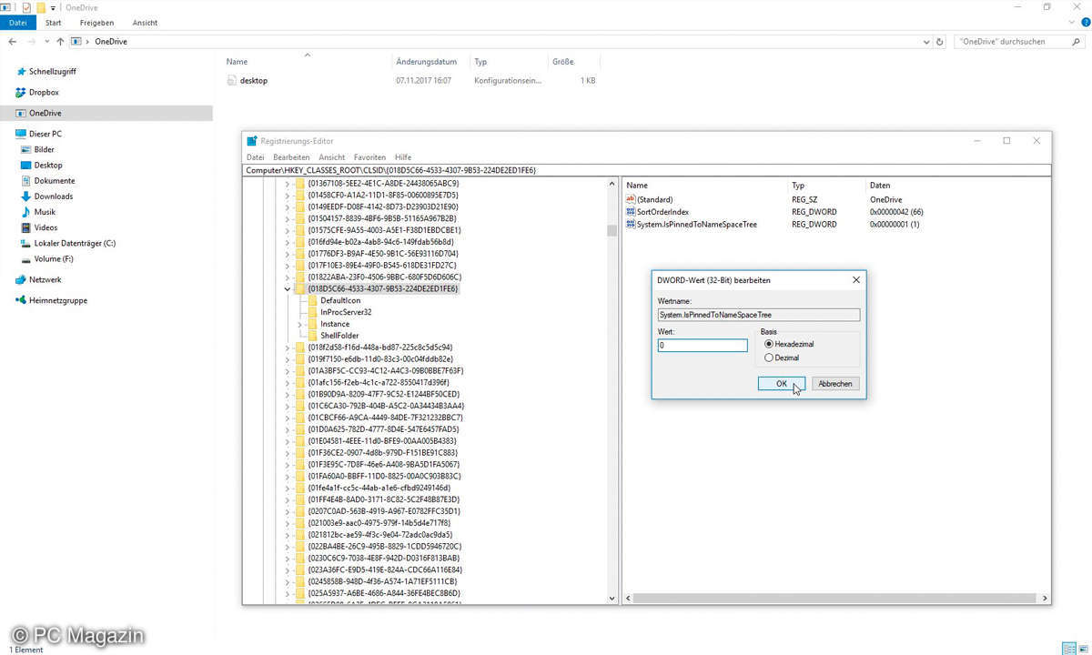 OneDrive: Explorer-Symbol ausblenden 