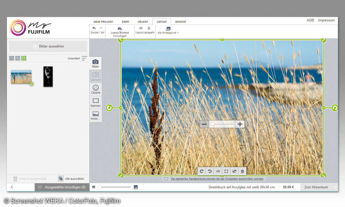 Großformatdruck auf Acrylglas: MyFujifilm Bearbeitung