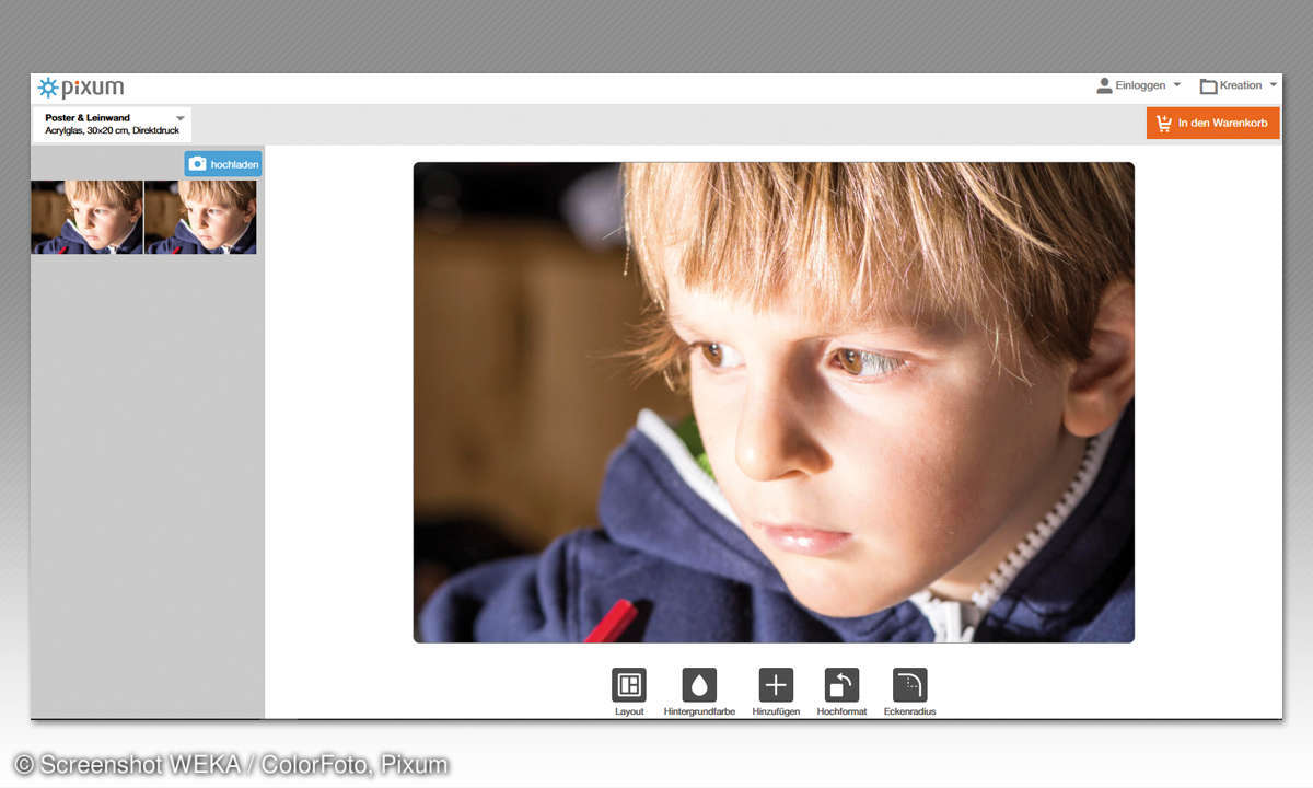 Großformatdruck auf Acrylglas: Pixum Editor