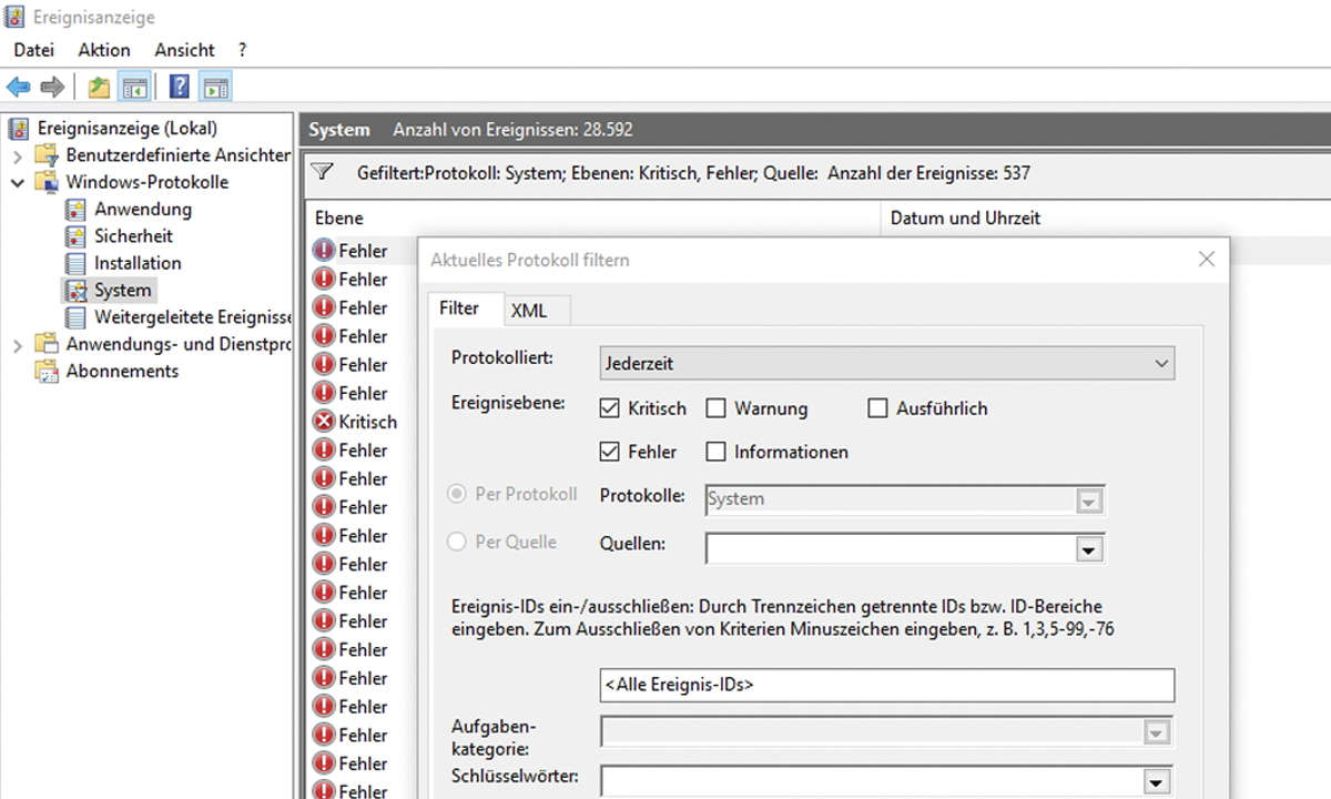 Windows Absturz Auswertung