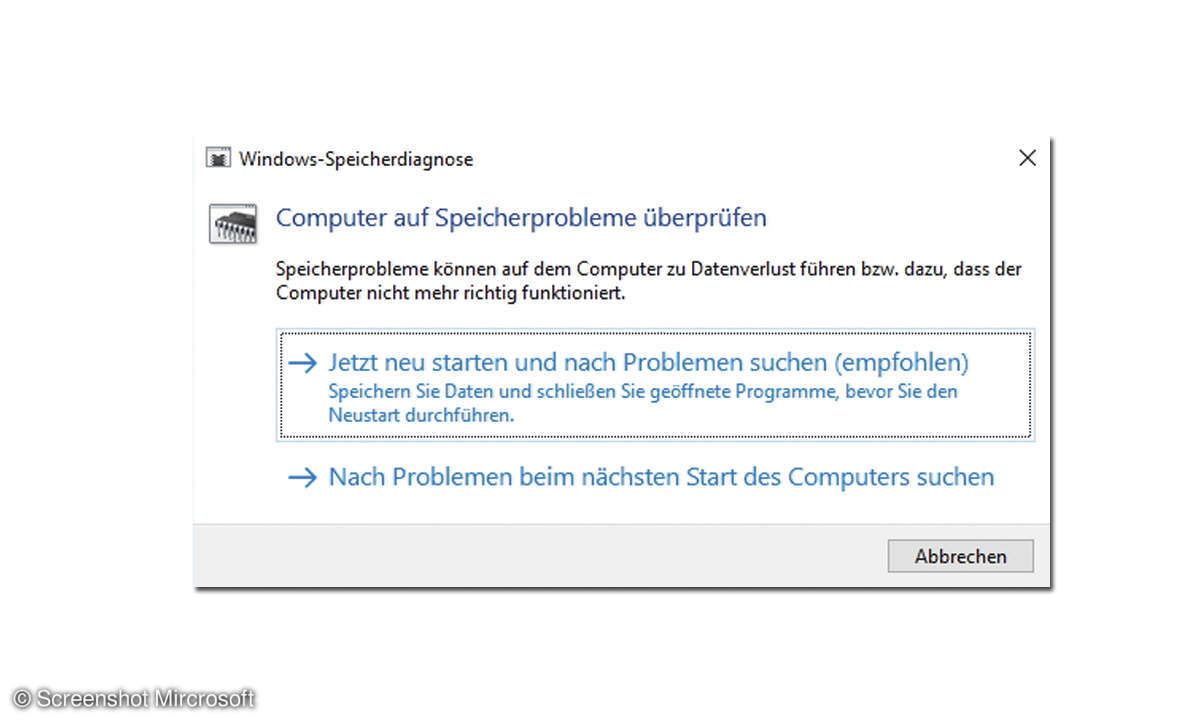 Arbeitsspeicher testen Windows Speicherdiagnose