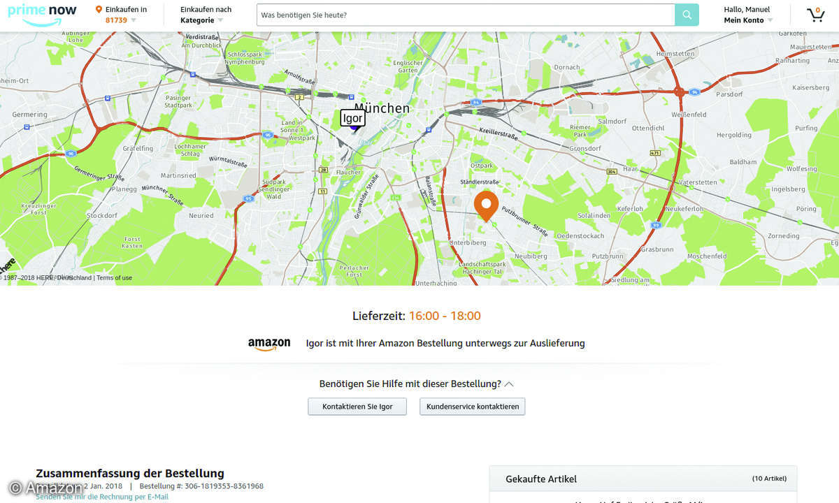 Amazon Prime einkaufen Lieferung Standort