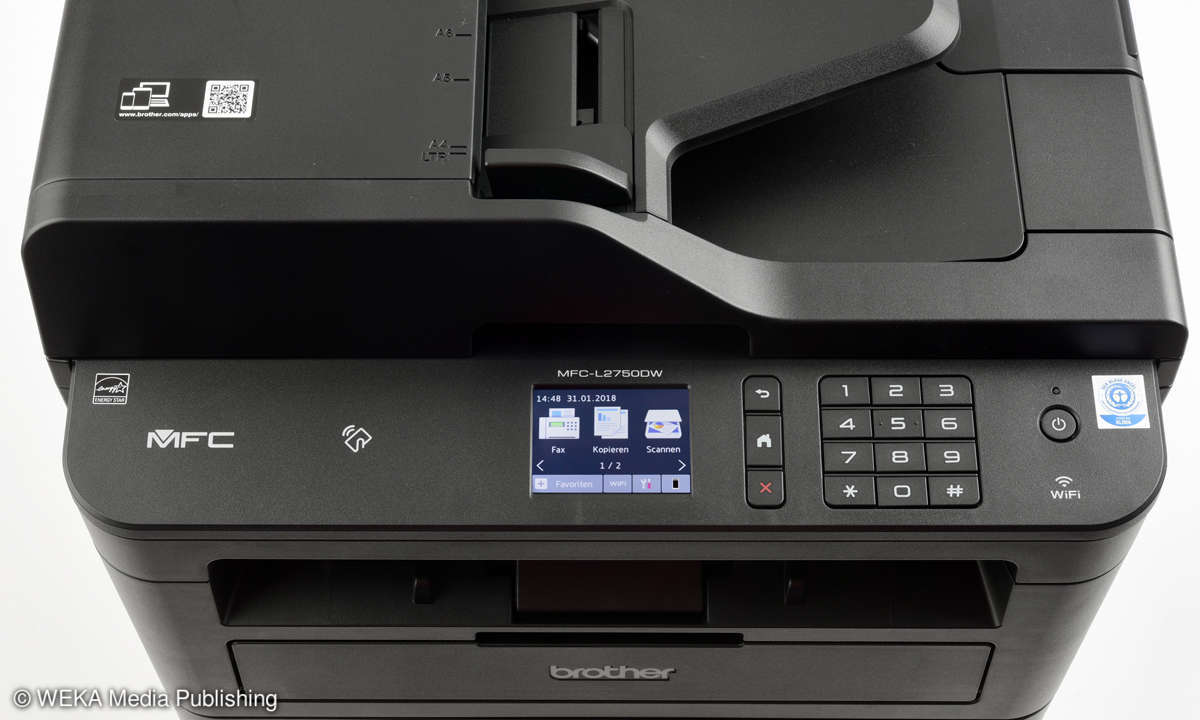Brother MFC-L2750DW Detail Bedienpanel mit Display