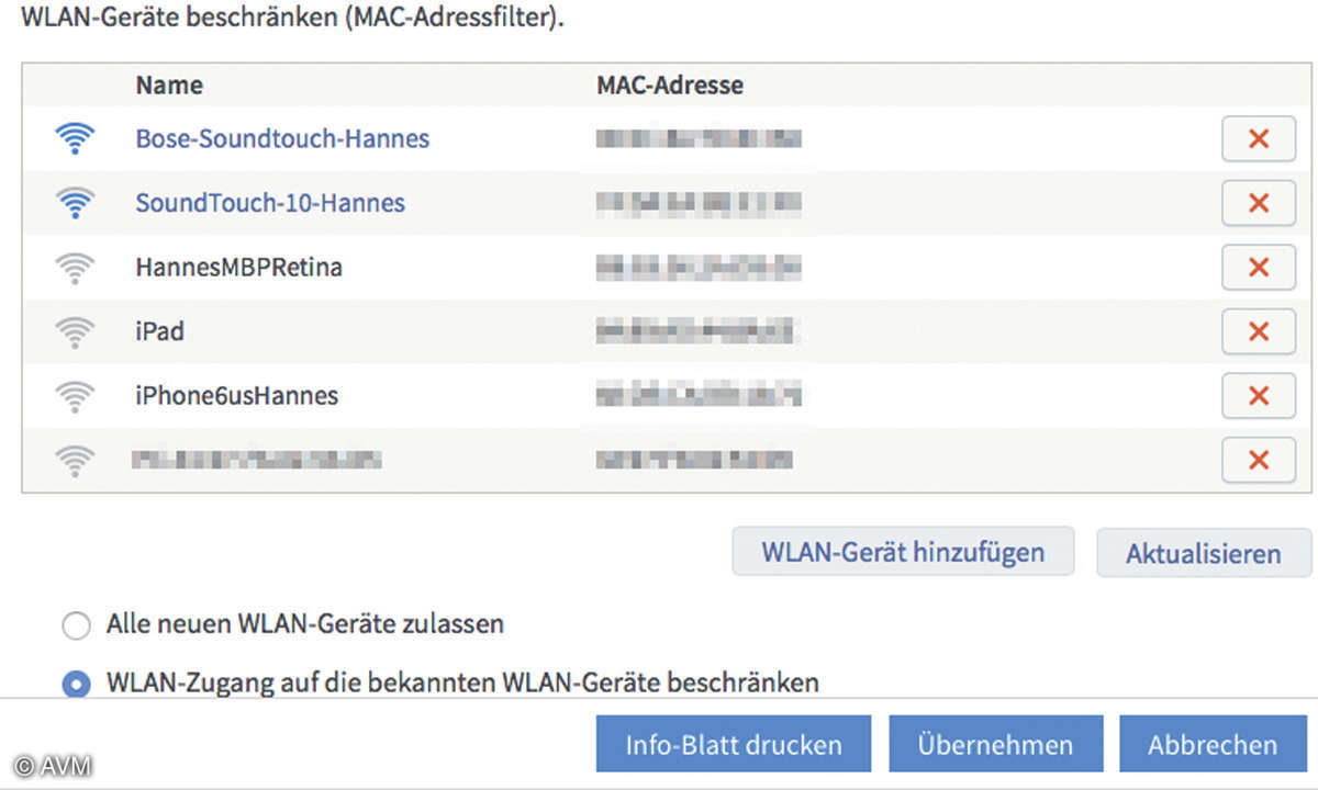 Fritzbox bekannte Geräte zulassen