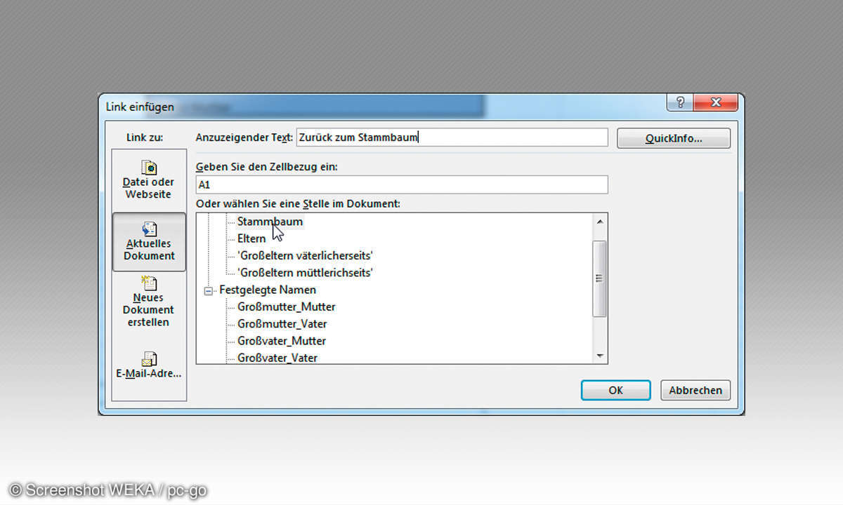 Excel Stammbaum - Link