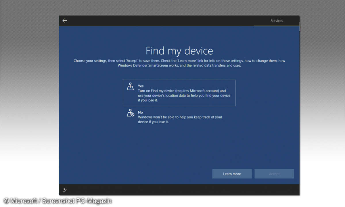 Datenschutz Setup Microsoft Windows 10