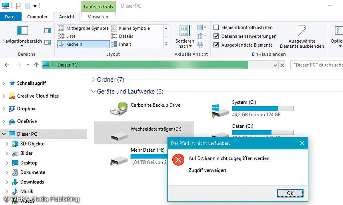 Windows 10: Wechsellaufwerk gesperrt