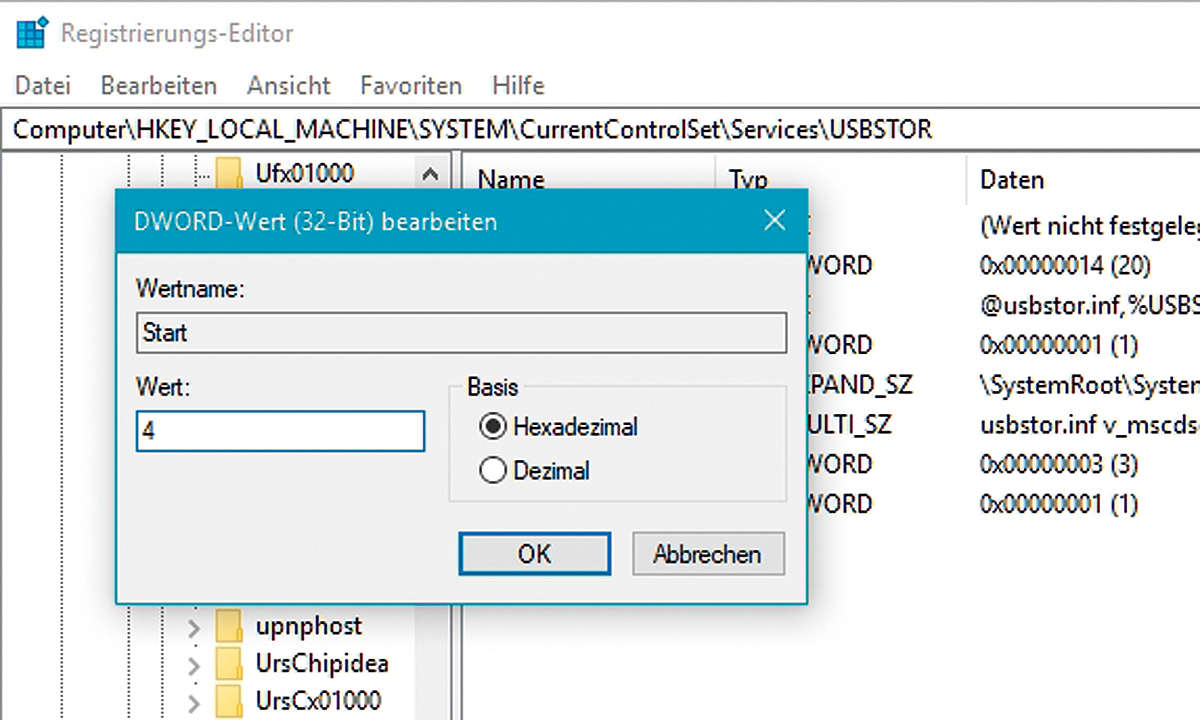 Windows 10: Sperrung von USB-Sticks über die Registry einstellen.