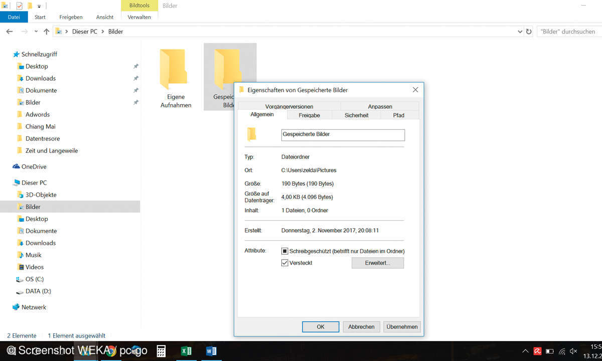 Dateien & Ordner verstecken: Windows