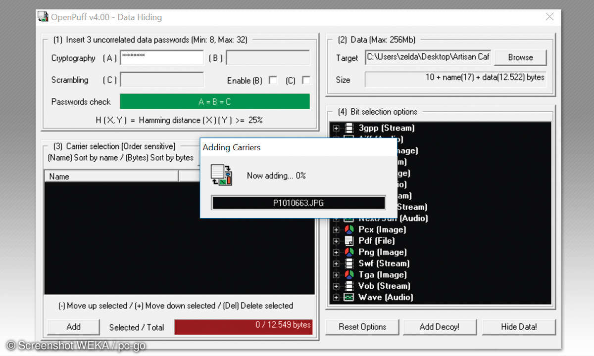 Dateien & Ordner verstecken: OpenPuff