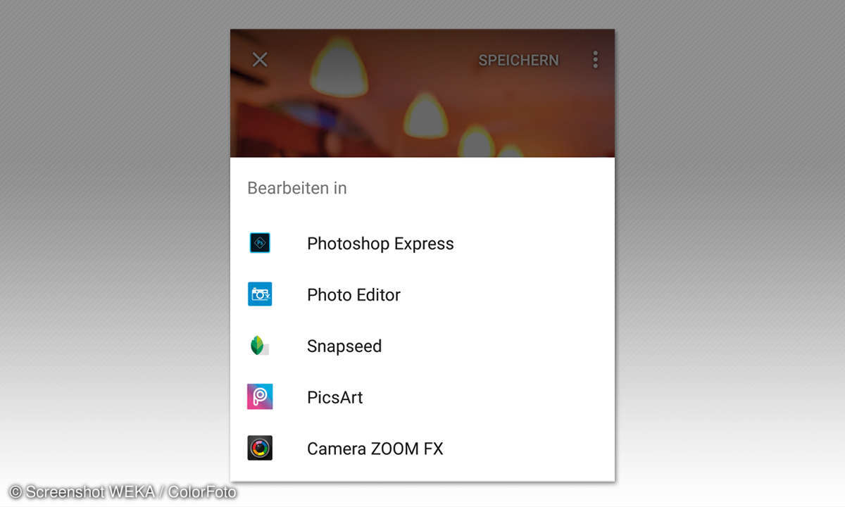 Bildbearbeitung mobil - Fotos an App senden