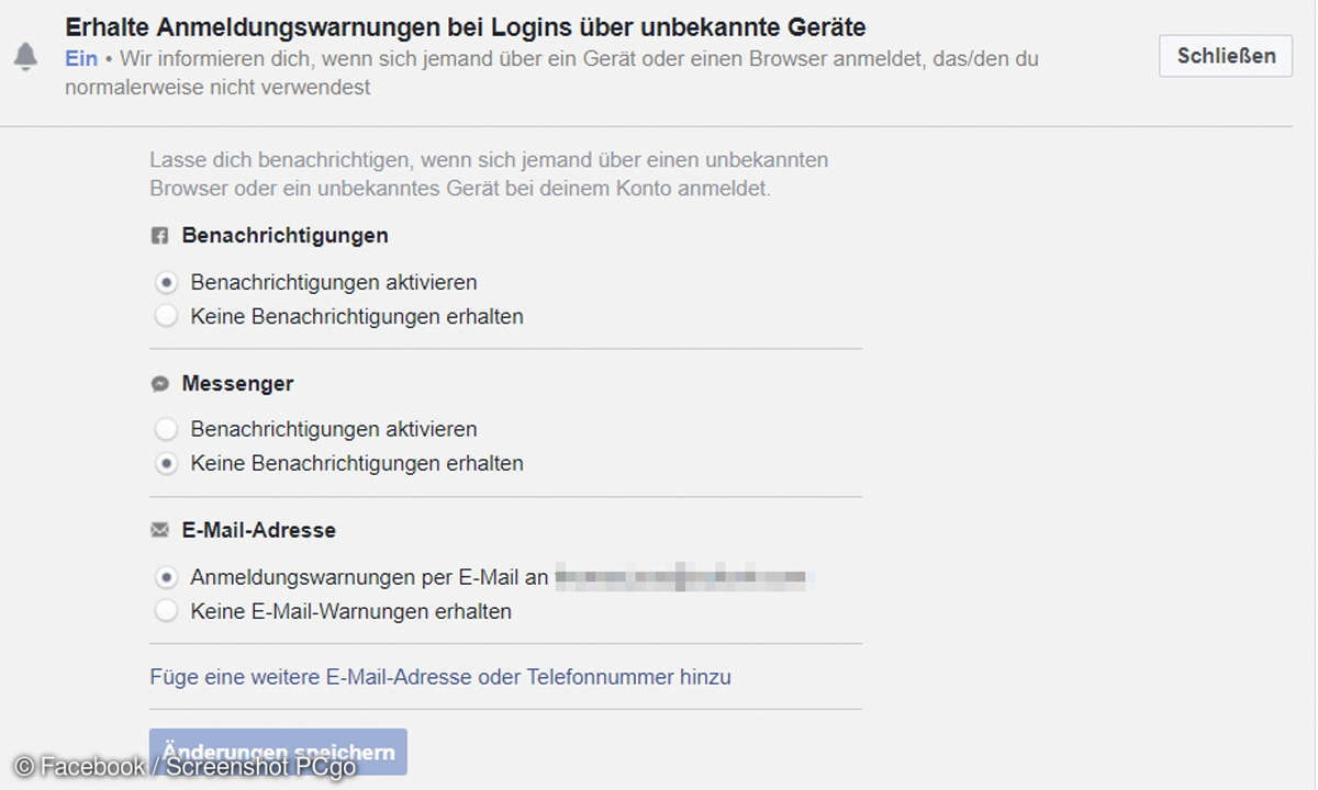 Facebook Warnung aktivieren