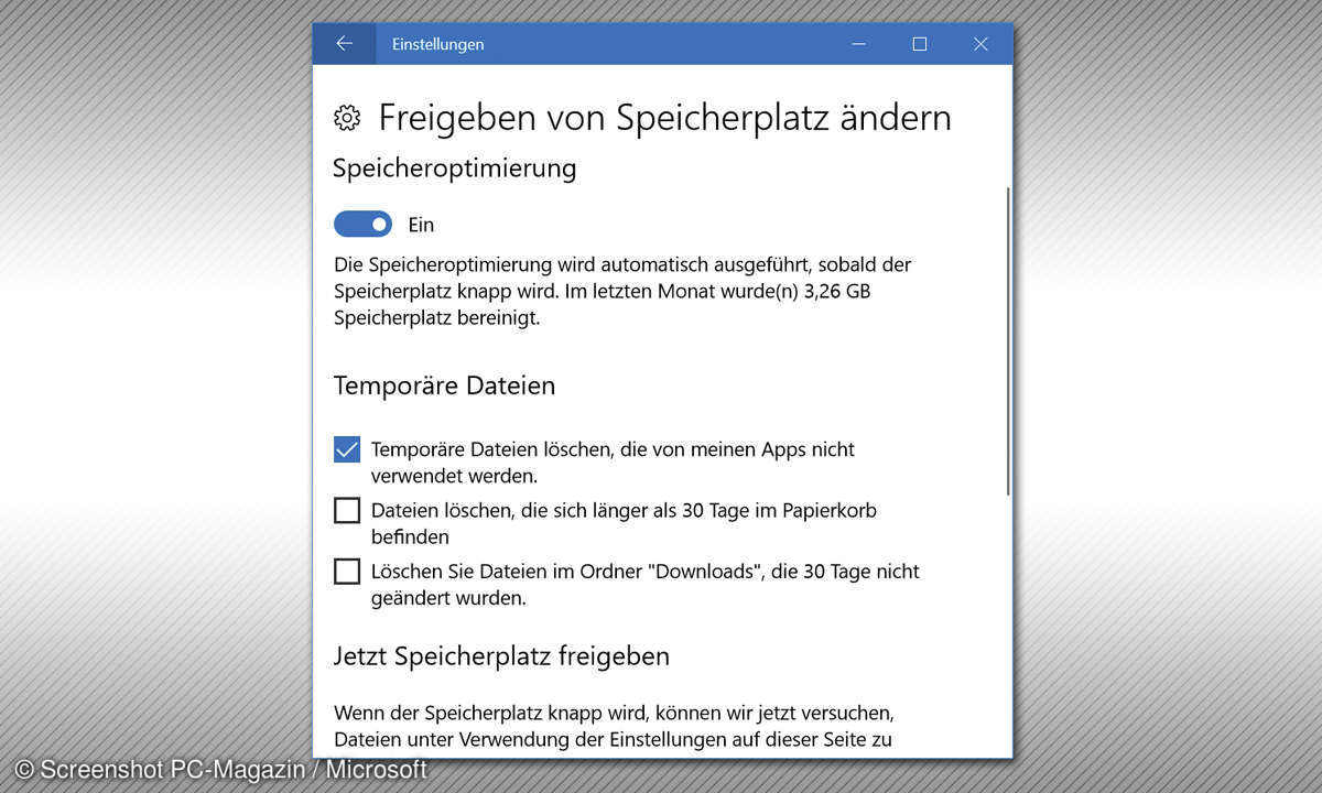 Speicheroptimierung Microsoft