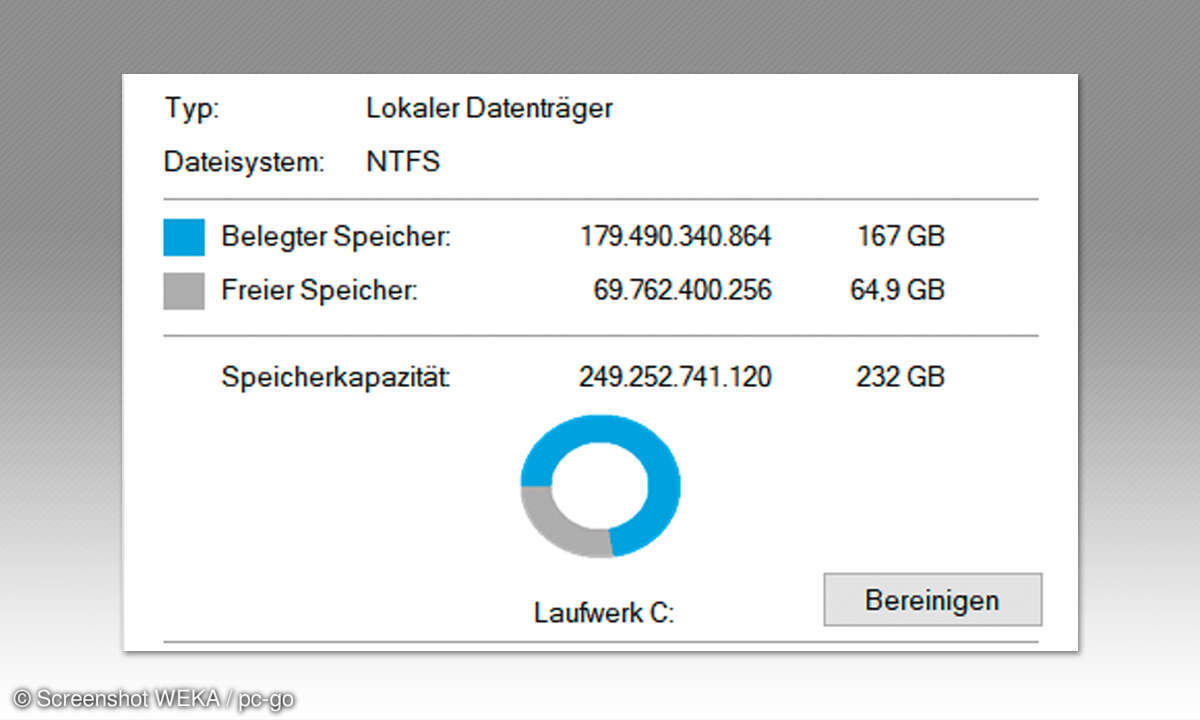 Windows 10 schlanker - Speicherplatz nachher