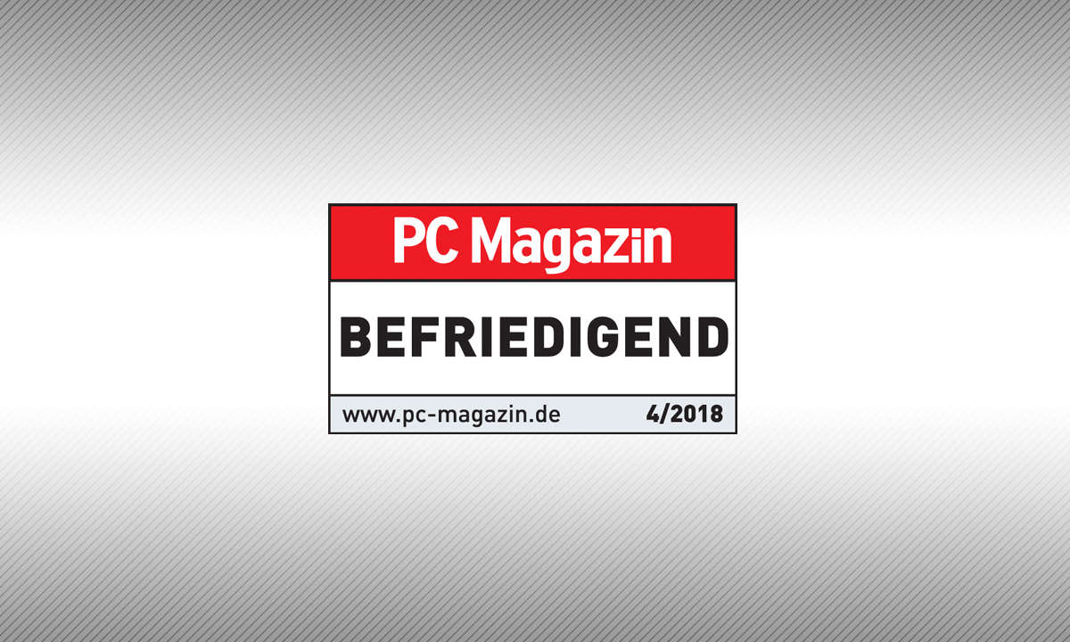 Testsiegel PC Magazin 4/18 befriedigend