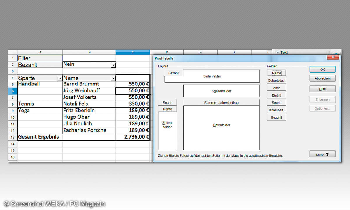 OpenOffice Calc - Pivot-Tabellen - Beitrag fehlt