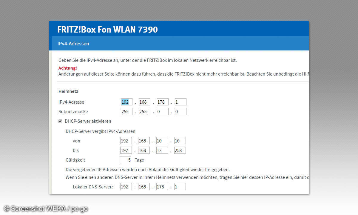 Windows 10 im lokalen Netzwerk - Einstellungen DSL Router