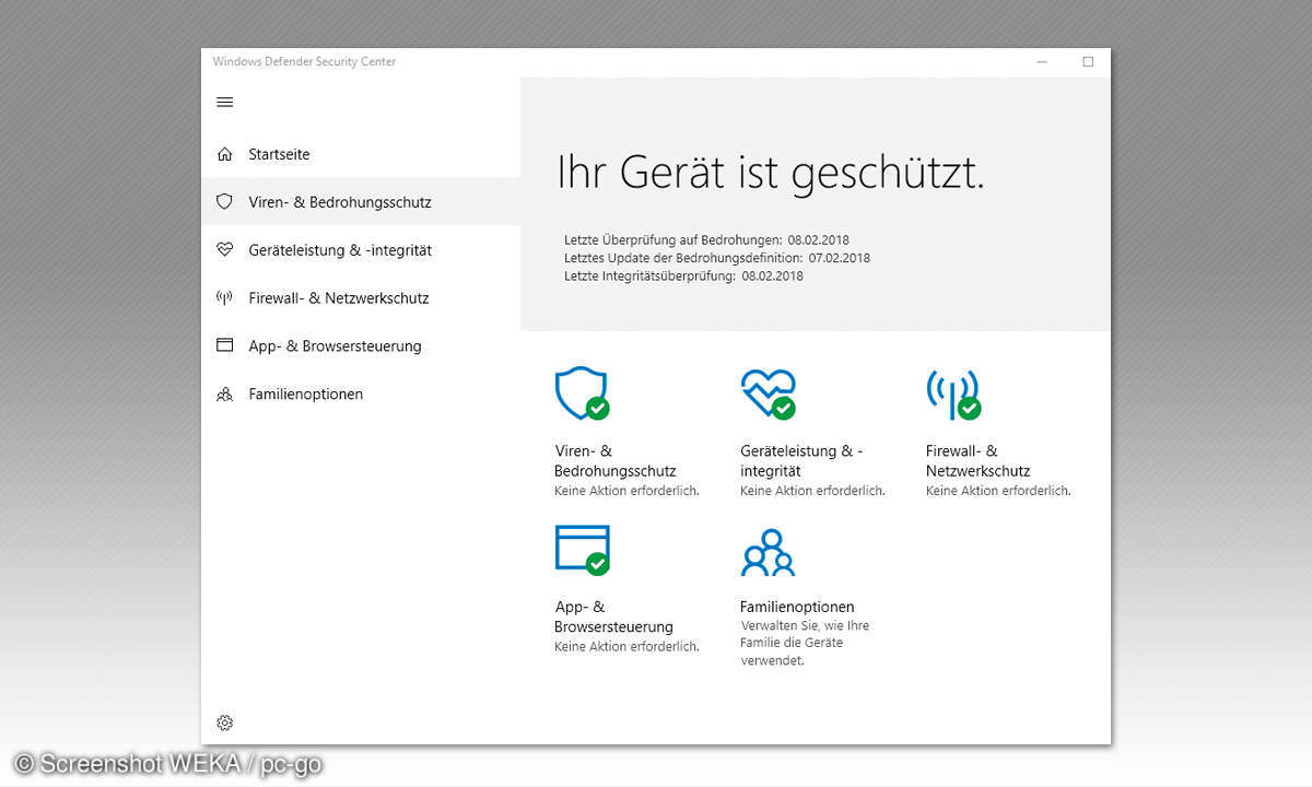 Windows 10 im lokalen Netzwerk - Windows Defender Security Center