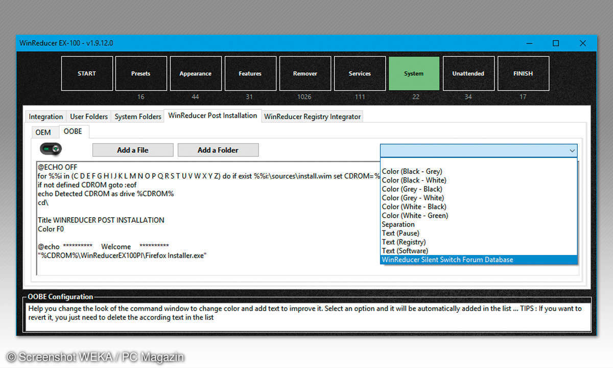 Windows Setup-DVD/ISO mit WinReducer erstellen - Post Installation Skript