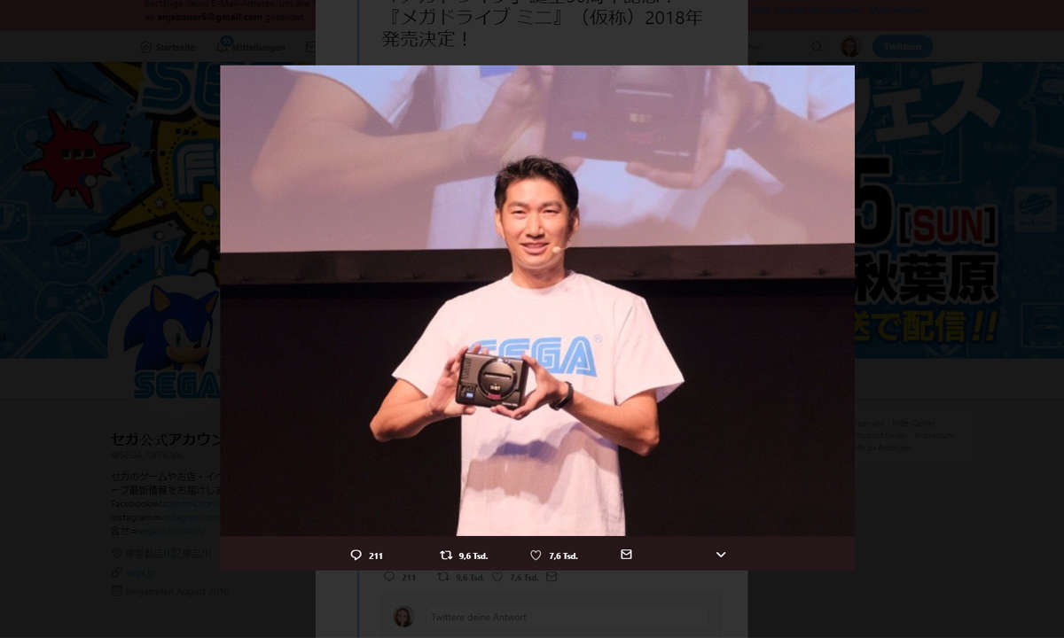 Sega Twitter Mega drive Mini konsole