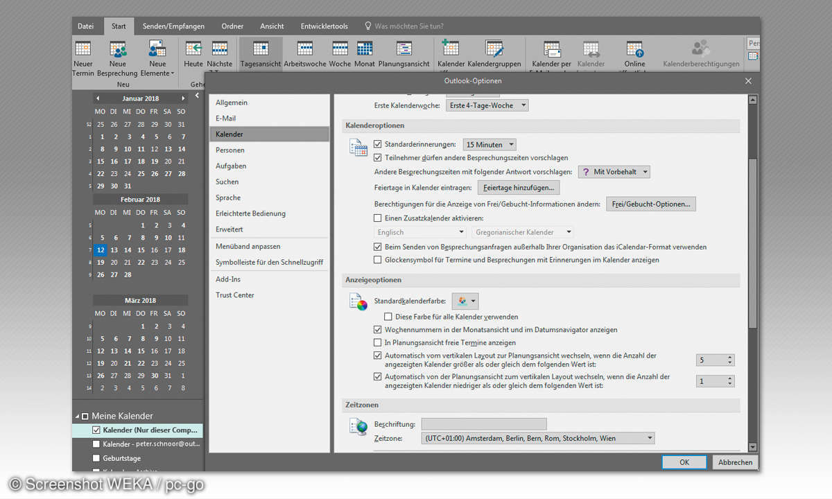 Outlook Termine - Kalenderansicht