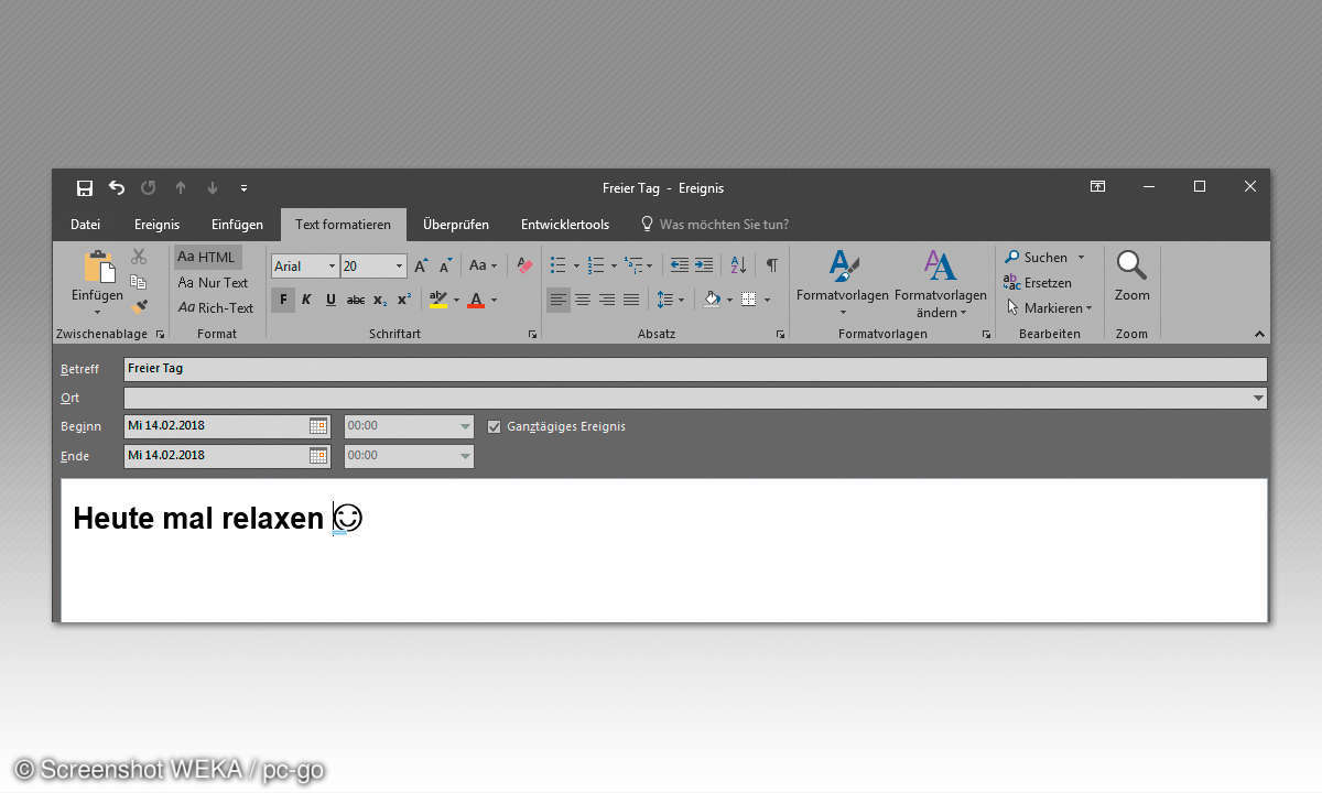Outlook Termin - Tagesereignis