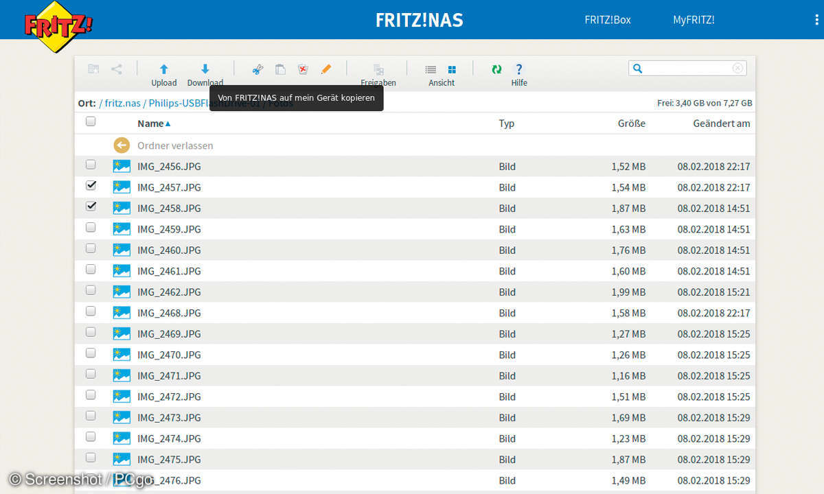 fritznas webinterface