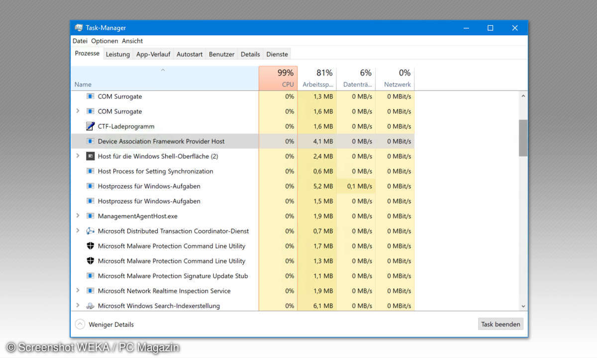 Windows-10-Prozesse erklärt: dashost.exe