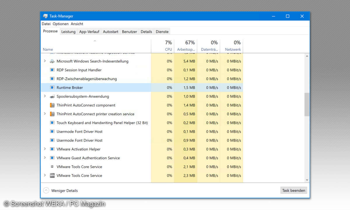 Windows-10-Prozesse erklärt: runtimebroker.exe