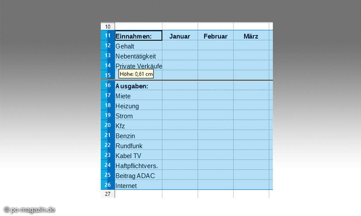 LibreOffice Tabelle Haushaltsbuch