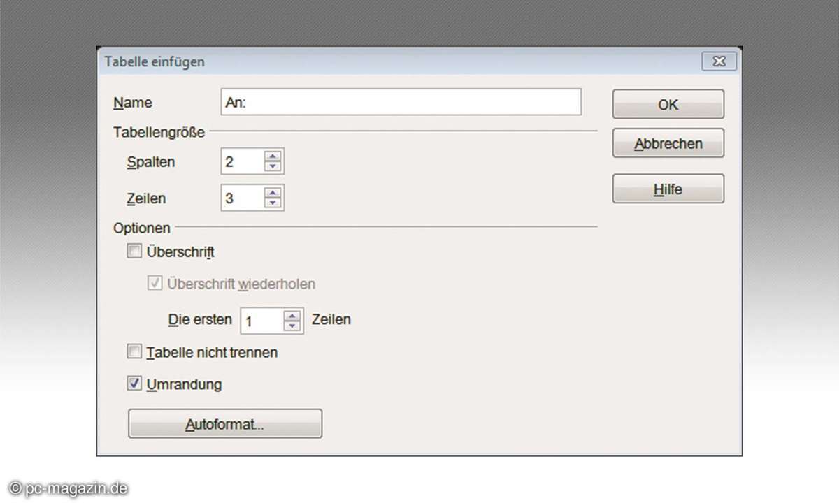 Tipp 2 Tabellen