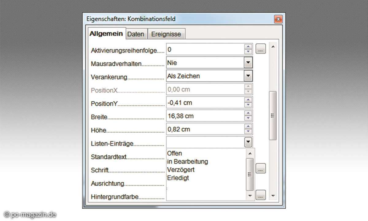 Tipp 9 Kombinationsfeld