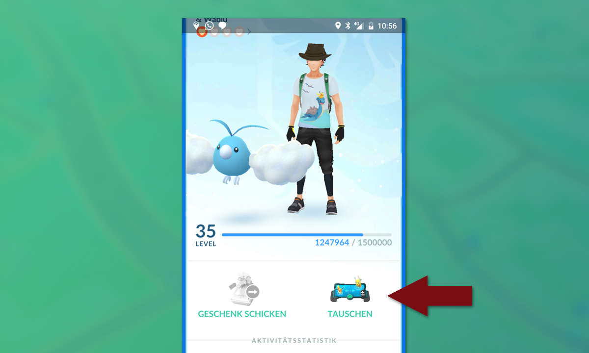 pokemon go tausch starten button