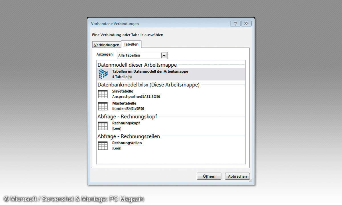 Excel: Relationale Datenbanken - Import aus relationale Datenbank